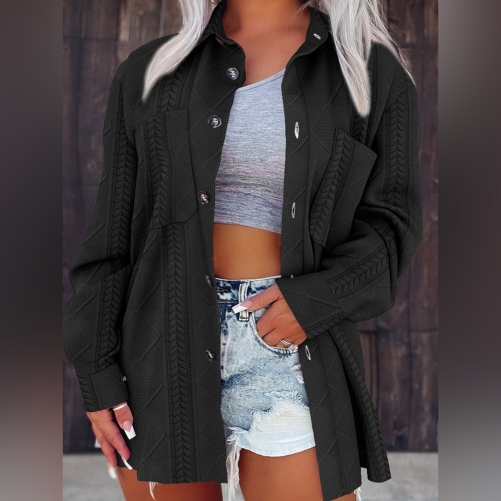 Button Up Long Sleeve Knit Outerwear